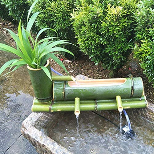 KHYTEBV Fontaine en Bambou, Jardin Japonais, Asiatique, Fait à la Main, Fontaine d'eau, intérieur et extérieur, décor Oriental, Longueur + 45cm