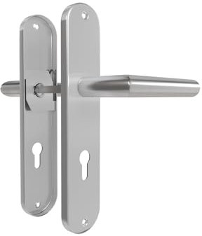 AwmnSrman 72mm Türgriffe Innentüren Türklinke Türbeschlag Drückergarnitur Zimmertür Garnitur 72MM-PZ-Profilzylinder Set 1er-Set Moderne Edelstahl 2 Türklinken & 2 Langschilder 240 * 50 mm