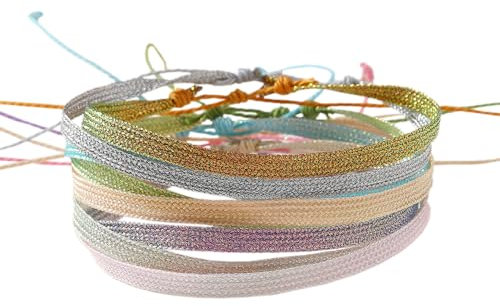 Wambere 8 Stück Unisex Bunt Verstellbares Armband Böhmisches Stoffarmband Gewebtes Armband Armbänder Freundschaftsarmband Wristband Handgefertigt Geflochten Handseil Wickelarmband Gewebearmband,