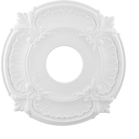 Feegow Médalion de Plafond en Polyuréthane avec Éclairage LED - Blanc, 300 x 90 x 24 mm - Pour Ventilateur de Plafond et Lustres - Design Européen - Résistant à l'Eau - Intérieur