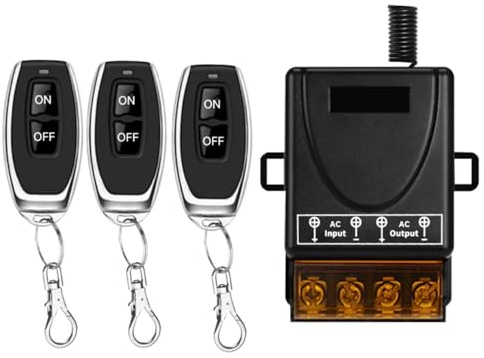 Cerhot Kit de interruptor y receptor de luz inalámbrico de alta potencia de 230V CA, 100m, 30A, interruptor de control remoto inalámbrico, interruptor inalámbrico para bomba de agua