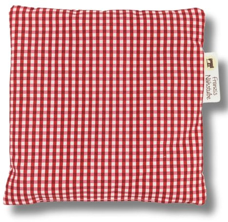 Franzis Nähstube I Dinkelkissen I 20x20cm I kariert rot I 100% Baumwolle I Körnerkissen I Schmerzlinderung I Wärmekissen für Mikrowelle I Kältekissen