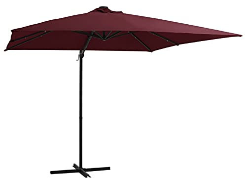 Xichuzi Ampelschirm mit Leuchten, Balkon Sonnenschirm, Marktschirm, Garten, Balkon Schirm, Sonnen Schirme, Balkonschirm, Bordeauxrot 250x250 cm