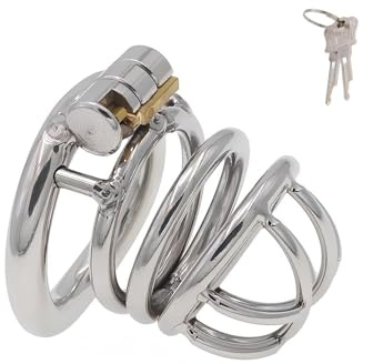 Peniskäfig mit Verstecktem Schloss und 2 Schlüsseln Männlicher Cock Cage aus Metall mit Gebogenem Design Sexspielzeug Atmungsaktiv Keuschheitskäfig für Männliche Penisfesseln (50mm,L)