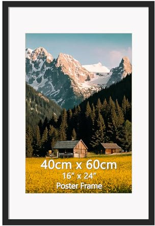 EYMPEU Cadre Photo 40x60 Noir en Alliage d'aluminium avec Passe-Partout pour Accrocher au Mur