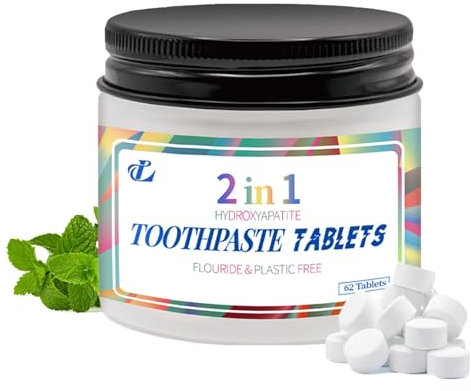 Hydroxyapatite Toothpaste Tablets - Fluoride Free, Enamel Repair & Strengthening，Travel-Friendly Chewable Toothpaste Tablets - Eco-Friendly