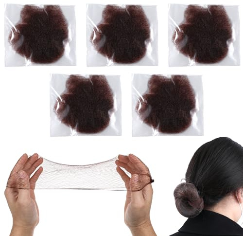 BOHUIZ 50 retine per capelli invisibili, 50 cm, colore marrone, per chignon, con bordo elastico, per donne, balletto, ginnastica, chignon, parrucche, catering, infermiere