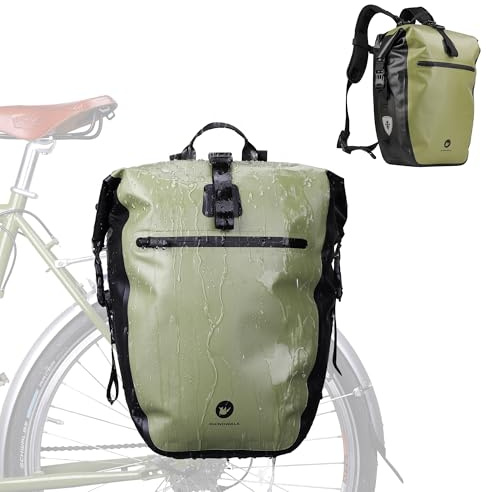 ENJOHOS Grün 27L wasserdichte Gepäckträgertasche Rucksack f.Laptop m.Gurt | ENJOHOS Grün 27L 100% wasserdichte hintere Gepäckträgertasche Rucksack Laptop mit Schultergurt Motorrad Seitentasche