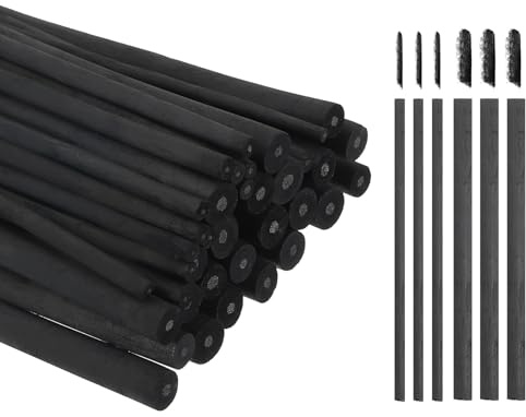 sourcing map Willow Charcoal Sticks, 2-4mm / 7-9mm Willow Charcoal Pencils Soft Sketch Vine Art Supplies Set for Drawing Sketching Shading Painting Artists (Black, Pack of 50)