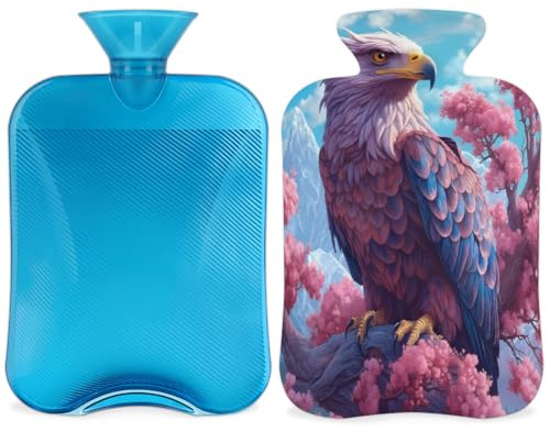 Borsa dell'acqua calda con coperchio, 2 l, per alleviare il dolore, collo morbido e spalle, mani e piedi, impacco caldo e freddo, per adulti e bambini