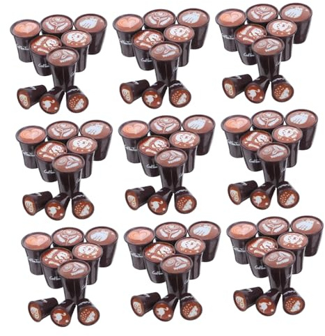 Gatuida 90pièces Mini-Tasses à Café Résine Style Latte Art avec Motifs Cœur Panda et Chat pour Décoration de Cuisine et Loisirs Créatifs