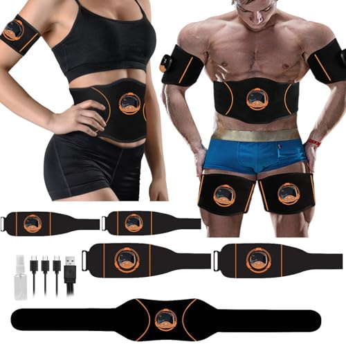 EMS Bauchmuskeltrainer, Bauchmuskeltrainer Elektrisch mit 10 Modi & 30 Stufen USB-Wiederaufladbarer Tragbarer Elektrostimulation für Bauch,Arm,Bein,Hüften-Fitness