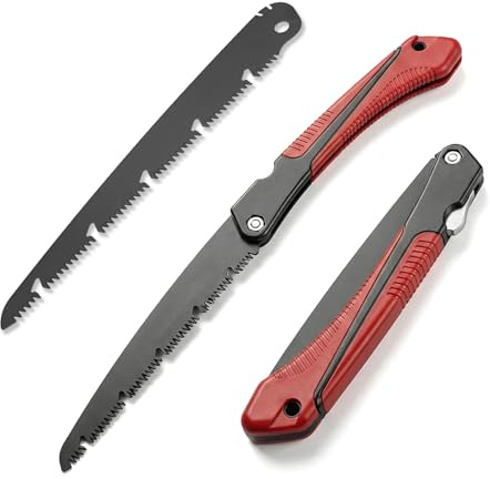 Portable Foldable Pruning Saw, Folding Hand Saw Spare Blade Included, Heavy Duty Hand Saw for Garden, Camping, Wood Cutting