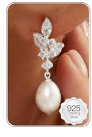 HANLI Ohrringe Silber 925 Hängend Damen Perlenohrringe Stecker / 14K Gold Vergoldet mit Cubic Zirkonia Hypoallergen Minimalistisch Ohrstecker Perlen Schmuck