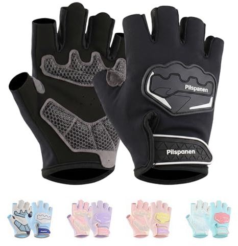 FYting Fahrradhandschuhe Kinder,Reithandschuhe Kinder(Schwarz M)