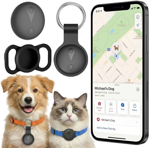 Collar GPS gato, perro trazador sin cargos mensuales, compatible con iOS y Android, seguimiento en tiempo real trazador de gato, batería larga duración con rastreo de animales, negro