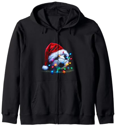Ballon de Football Festif avec Bonnet de Père Noël et lumières colorées Sweat à Capuche