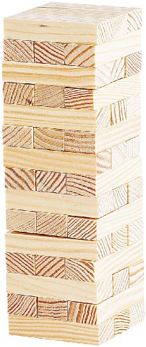 Playtastic Holzturm Spiel: Geschicklichkeitsspiel Wackelturm mit 48 Spielsteinen aus Holz (Wackelturm Spiel, Holzspiel Turm, Geschenkideen)