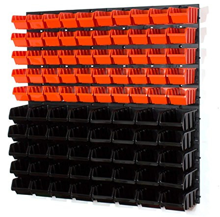 94 tlg Wandregal Lagerregal Regale Stapelboxen Gr. 1, 2 schwarz orange