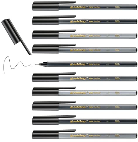 edding 55 - Fineliner - schwarz - 10 Stifte - 0,3 mm Spitze - Farbstift zum Schreiben, Malen, Unterstreichen, Illustrieren - für Kinder und Erwachsene, Schule, Homeoffice, Büro
