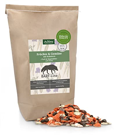 AniForte Barf Zusatz für Hunde Früchte und Gemüse mit Kräutern 5kg - Naturprodukt, Barf Ergänzungsfutter, glutenfrei, Flocken ohne künstliche Zusätze, 100% Natur Ergänzung barfen, Futter