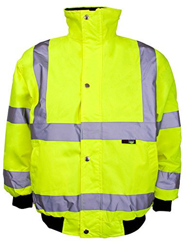 SuperTouch Kids Children's Junior Hi Vis High Viz Visibility Safety Waterproof Bomber Jacket (Age 4-6 Years, Hi Vis Yellow)