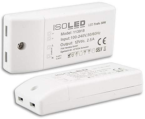 LED Trafo 12V/DC, 0-30W, kompakt, SELV