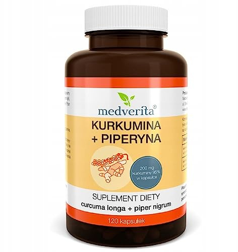 MEDVERITA - Curcumin und Piperin - 1 kapsel pro Tag - 120 kapseln - Nahrungsergänzungsmittel mit Pflanzenextrakten