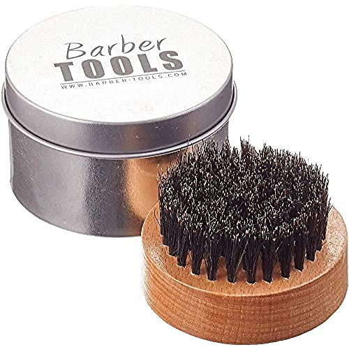 BARBER TOOLS Cepillo redondo para barba con caja de metal