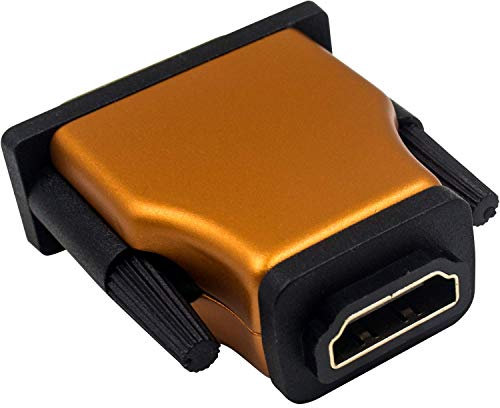 Duttek Adaptador DVI a HDMI naranja, convertidor HDMI hembra a DVI macho con convertidor Full HD 1080P chapado en oro