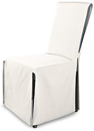 SCHEFFLER-Home Stuhlhusse Mila 4er Set/Festlicher Stuhlbezug mit Schleife für Weihnachten, Hochzeit, Geburtstag/Elegante Bankett-Husse für jeden Anlass und Stuhl/Für Esszimmer, Wohnzimmer/Ecru