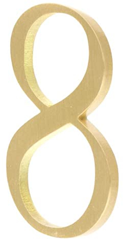 Zayookey Letrero de números de casa de latón macizo de 2 pulgadas, números de dirección del hogar, números de buzón 3D para puerta de habitación de hotel, placa de calle (número de puerta 8)