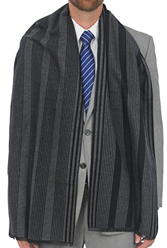 Ocomfly Herren Kaschmir-Schal – Premium-Schal für Herren in Geschenkverpackung Ultra warm, weich, langlebig und stilvoll. Limitiert erhältlich., Schwarze Nadelstreifen, Once size fits all