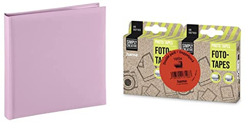 Hama Fotoalbum Jumbo 30x30 cm, rosa pastell & Hama Fototapes 1.000 Stück (2 x 500 Fotokleber, doppelseitig selbstklebende Klebepads, Klebepunkte geeignet für Fotoalbum und Scrapbook, eckig) weiß