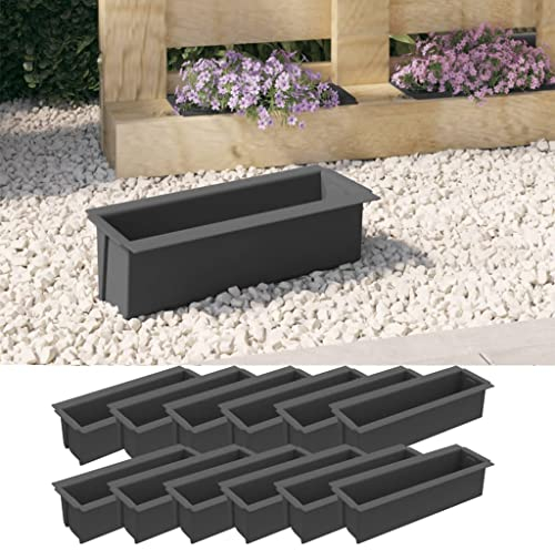 vidaXL 12× Boîtes à Fleurs pour Palettes Jardinières de Jardin Lits Surélevés de Terrasse Bacs Plantes de Balcon Euro Gris 36x13,5x9,5cm PP