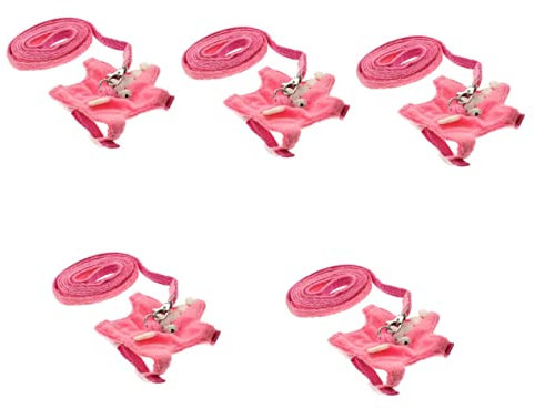 Mipcase 5stücke Pet Traction Leash Verstellbare Atmungsaktive Und Bequeme Pet Für Frettchen Outdoor- Rosa Für Sicheren Spaziergang Und