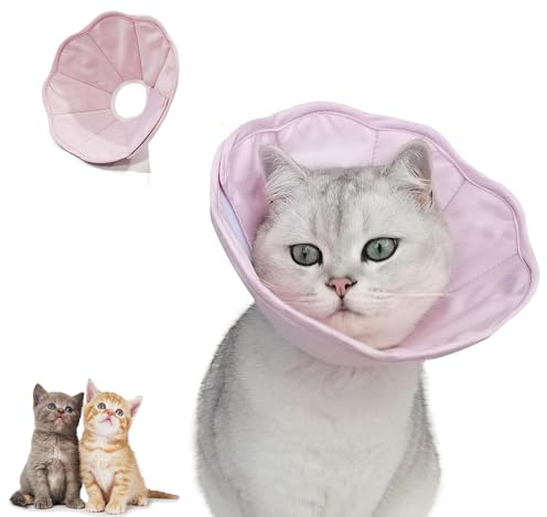 Xinlon Rosa Katzenhalskrause, Verstellbar & Faltbar – Perfekter Schutz Nach Operationen & Verletzungen für Katzen, Welpen & Kleine Hunde – Schnelle Genesung & Komfort garantiert!