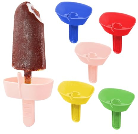 Wekuw Eis am Stiel Halter, 5 Stücke Tropffreier Eis am Stiel-Halter Wiederverwendbar BPA-Frei Eishalterung Kinder Eisstielhalter mit Strohhalm, für Erwachsene, Kinder und Kleinkinder (5 Farben)