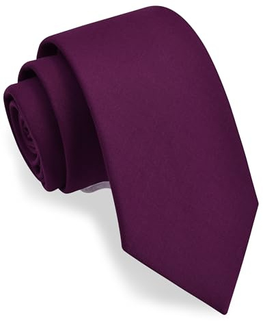 Gusleson Mens Dark Purple Tie for Wedding Solid Cotton TR Material Purple Tie (UK1032-12)