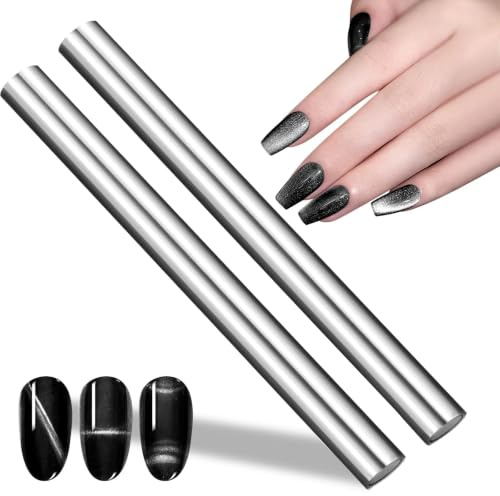 2 Pièces Outil Aimant Ongles pour Effet Oeil de Chat Parfait, Aimant Bâton Aimant Stylo Manucure Nail Art Outil pour l'art de Clou Polonais de Gel UV D'oeil de Chat