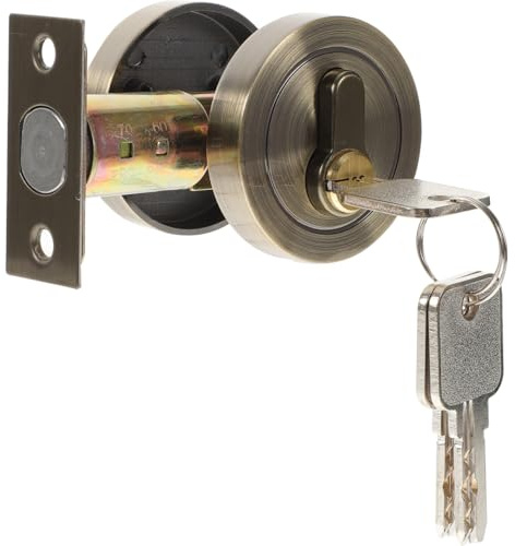 ANDRESLAD Circular Door Lock Zinc Alloy Deadbolt Lock for Bedroom Bathroom Private Spaces Easy Installation Comfortable Knob with Anti-Pry Security