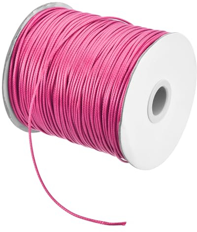 QUARKZMAN Cordoncino Cerato 1,5mm Cordoncino in Poliestere Cerato 175 Iarde Filo Cerato per Realizzazione Braccialetti Collane Perline Gioielli Creazioni Fai Da Te (Rosa Scuro)