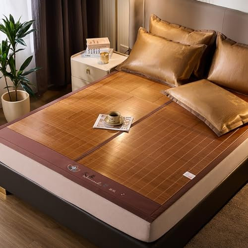 Sommer Kühlung Pad Kühlung Bettdecke Matratze Sommer-Schlafmatte, faltbare doppelseitige Bambusmatte fürs Bett, Sommer-Bambus-Bettmatte, Matratzenauflage, Rattan-Kühlmatte, atmungsaktiver karbonisiert