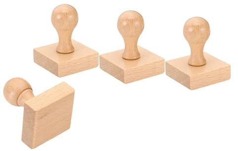 PATIKIL 45mm Maniglia Quadrata in Legno per Timbro, 4pz Pomelli Legno Supporti Timbri Maniglie Cassetti per Creazione Timbri Fai Da Te Album Ritagli, Marrone