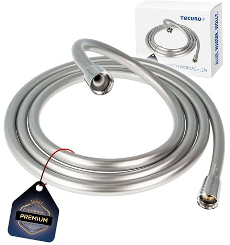 tecuro PREMIUM Brauseschlauch 1,25 m, einseitig verdrehsicher, silberglatt, Innenschlauch (Inliner) konform der aktuellen KTW-BWGL