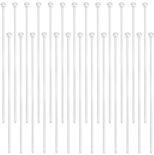 Beebeecraft 200Pcs 925 Sterlingsilber Plattiertes Messing Kugelkopfstiften | Ohrringstiften Aus 50mm Silberne Lang Kugelstifte Schmuckstifte Zur Schmuckherstellung Zubehör Ohrringe