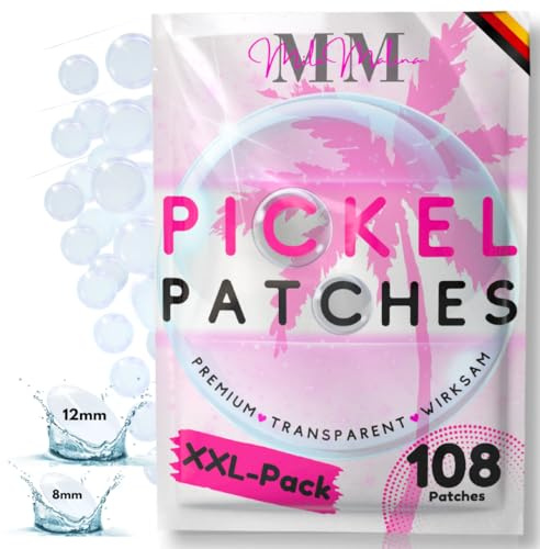 MilaMalina® - Pickel Patches | (108 Stück) Premium Hydrokolloid Akne Pimple Patch, Anti Pickel Acne Pflaster transparent, für das Gesicht mit Soft Skin Formel | Big Pack