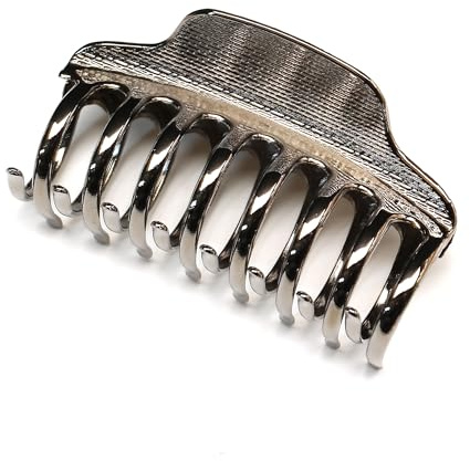 QinGoo Groß Haarklammer aus Metall Haarspange für Damen, Black | 9cm, abgerundete Zähne, rutschfester Halt für lange dickes Haar, moderner Look für Alltag, Büro, Ausflüge