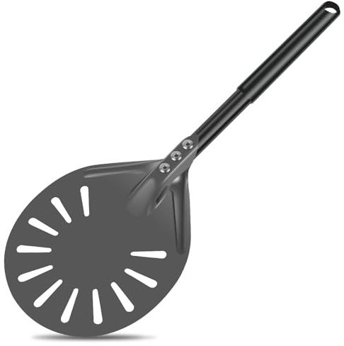 QIUSHIBO Pizza ​Paddle Pizza Turning Peel with Long Handle Aluminum Pizza Peel Spinner Perforated Pizza Turner Spinner Non-Stick Pizza Paddle Pizza Peel