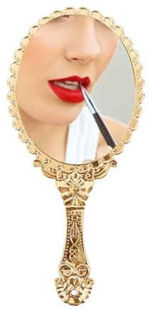 NHQZ 1 Stück Handspiegel mit Griff, Vintage Spiegel, Spiegel antik, A